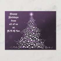 Purple Christmas Tree Corporate Greeting PostCards