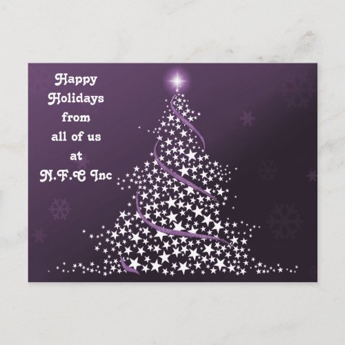 Purple Christmas Tree Corporate Greeting PostCards