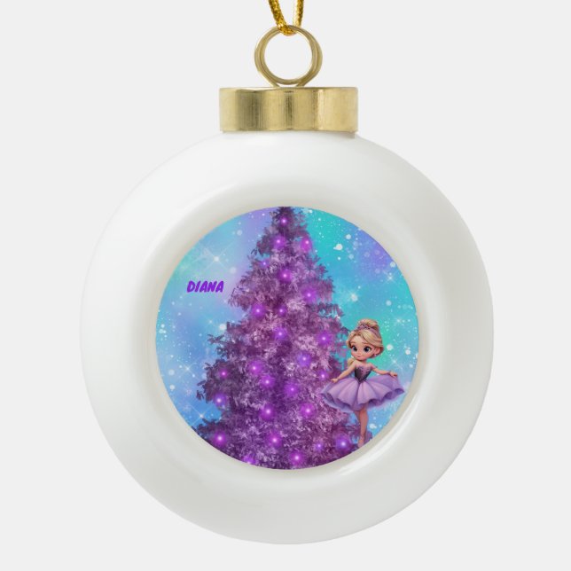 PURPLE CHRISTMAS TREE/DANCING GIRL KIDS ORNAMENT (Front)