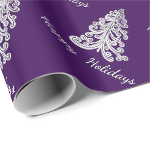 Purple Christmas Tree Happy Holidays Choose Color Wrapping Paper