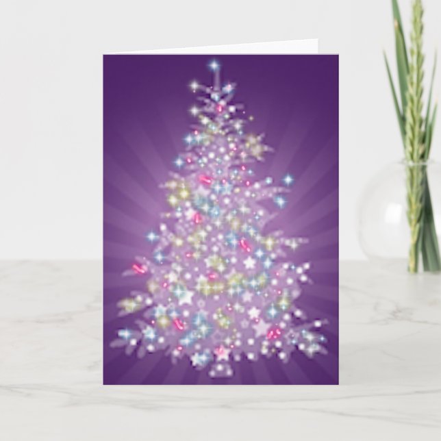Purple Christmas Tree Holiday Card (Front)