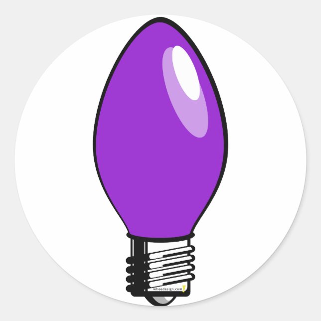 Purple Christmas Tree light Classic Round Sticker (Front)