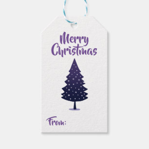 Purple Christmas Tree Merry Christmas Gift Tag