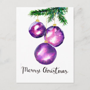 Purple Christmas Tree Ornaments Postcard