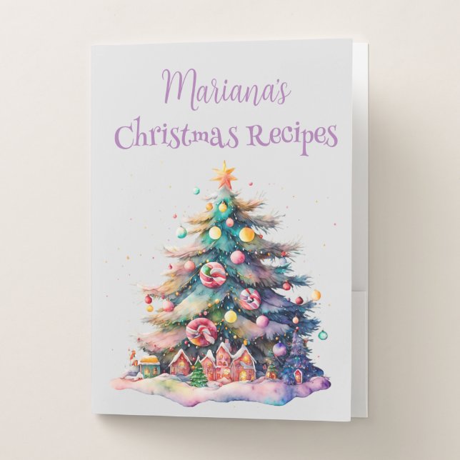 Purple Christmas Tree Recipe Pocket Folder (Front)