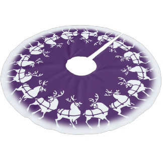Purple Christmas Tree Skirt Holiday Reindeer Decor
