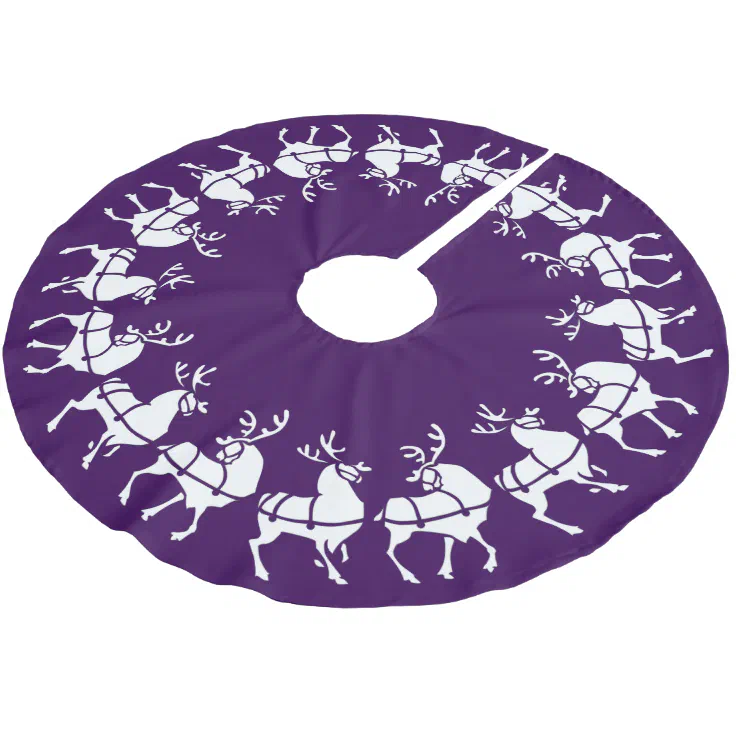 Purple Christmas Tree Skirt Holiday Reindeer Decor Zazzle