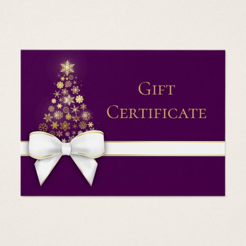 Purple Christmas Tree Snowflakes Bow Gift Card