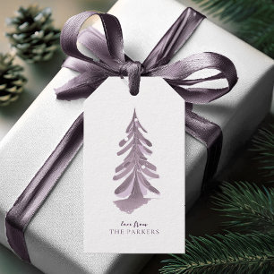 Purple Christmas Tree Watercolor ID1009 Gift Tags