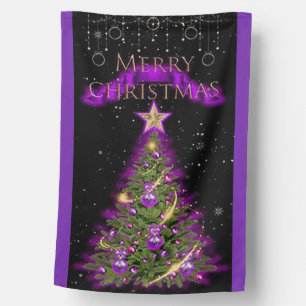 Purple Christmas Tree Weatherproof House Flag