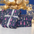 Purple Christmas Trees Snowflakes Blue Christmas