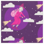 purple christmas witch befana broomrider spookmas fabric