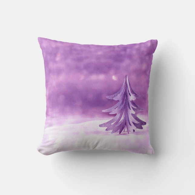 Purple Christmas Wonderland Outdoor Pillow (Front)