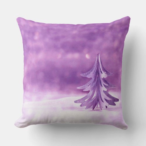 Purple Christmas Wonderland Outdoor Pillow