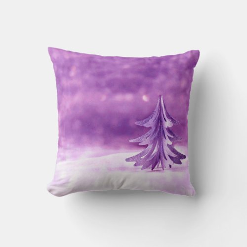 Purple Christmas Wonderland Throw Pillow