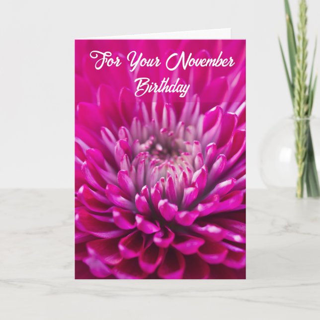 Purple Chrysanthemum Birth Flower for November Card (Front)