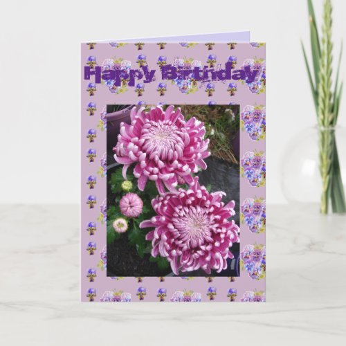 Purple Chrysanthemum Flower Floral Photo art Card