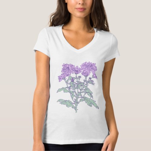 Purple chrysanthemum graphic art flowers T_Shirt