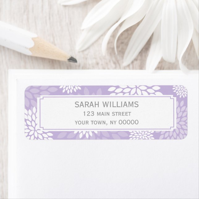Purple Chrysanthemums Floral Pattern Label (Insitu)