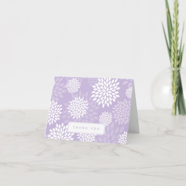 Purple Chrysanthemums Floral Pattern Thank You Card (Front)