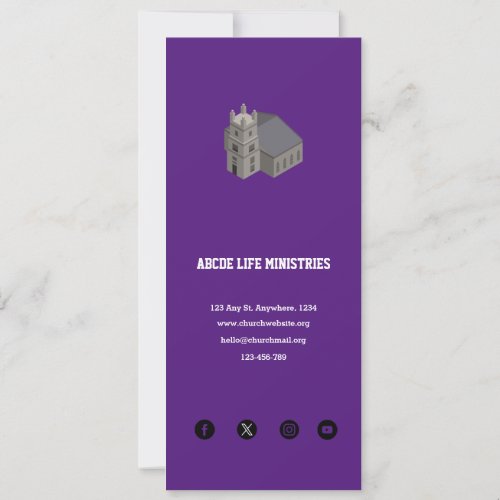 Purple Church Welcome Card