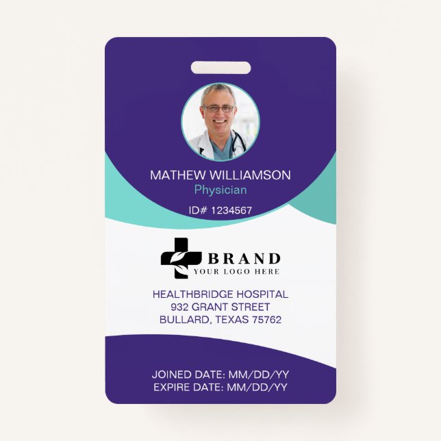 Purple Circle Design  | Medical Photo ID & Logo Badge (Front)