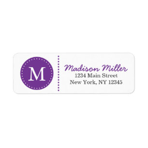 Purple Circle Dots Custom Monogram Label