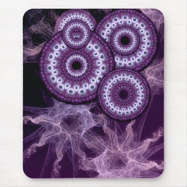 Purple Circle Fractal Fantasy Mouse Pad (Front)