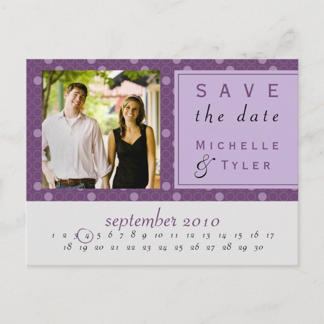 Purple Circle Save the Date Card (Front)