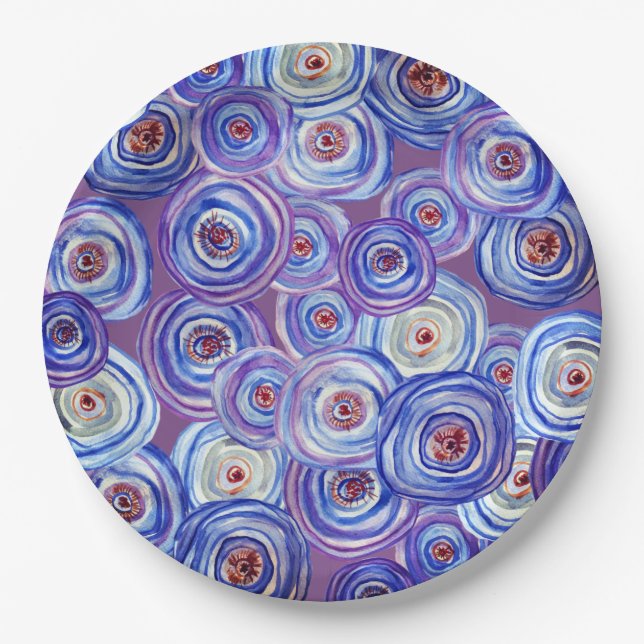 Purple Circles Custom Paper Plates ,Purple party (Front)