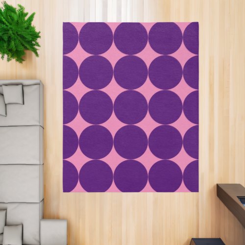 Purple Circles on Pink Retro Style Rug Large