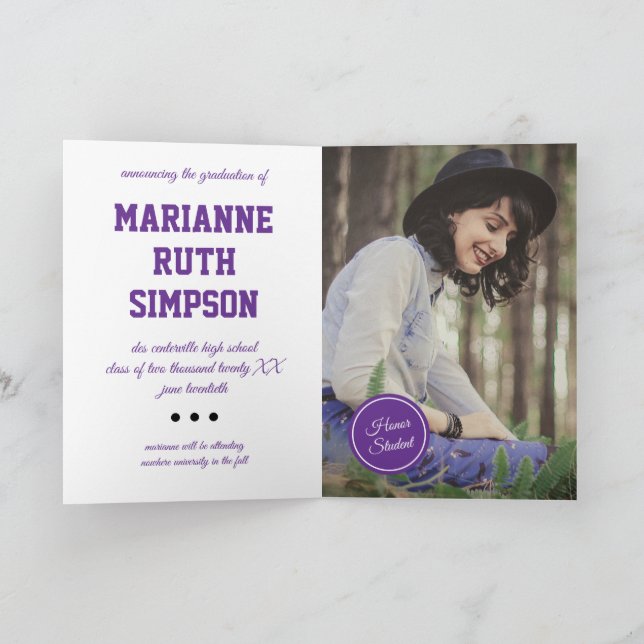 Purple Circles Photo Graduation Invitation (Inside)