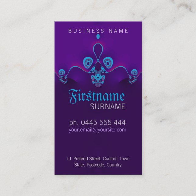 Purple Circly Waves Business Card (Front)