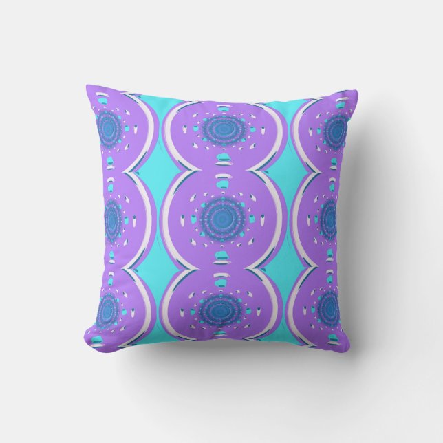 Purple Circular Dimensional Pattern Throw Pillow (Front)