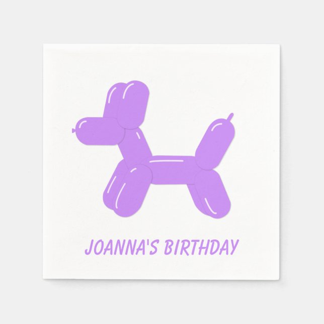 Purple Circus Balloon Animal Dog Napkins (Front)
