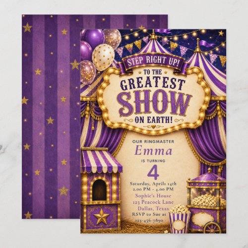 Purple Circus Party Invitation
