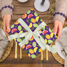 Purple Citrus Fruit Lemon Orange Tangerine Pattern