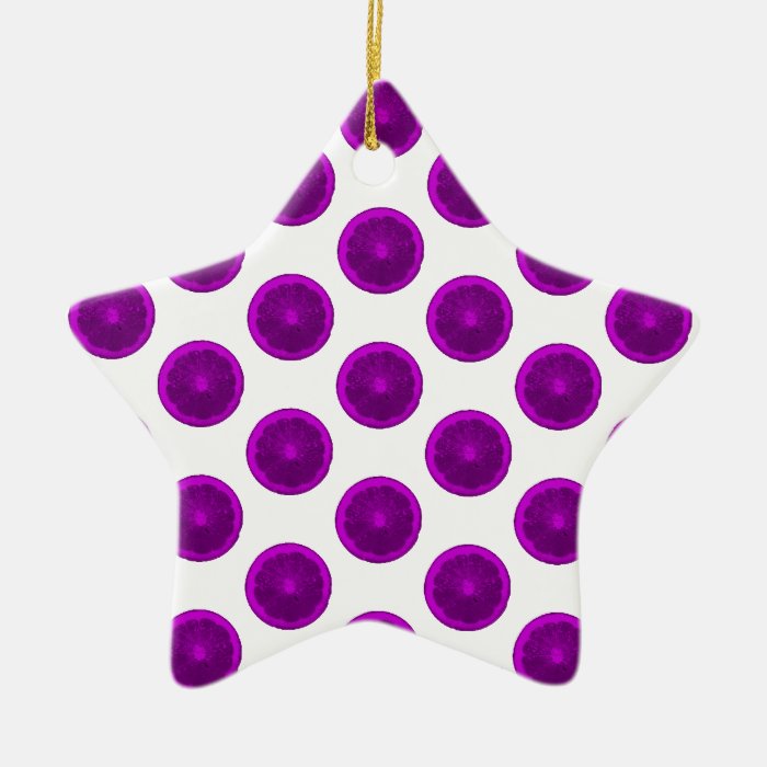 Purple Citrus Slice Polka Dots Christmas Tree Ornaments