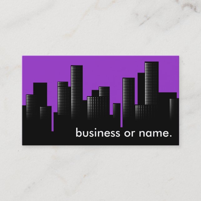 purple cityscape business card (Front)