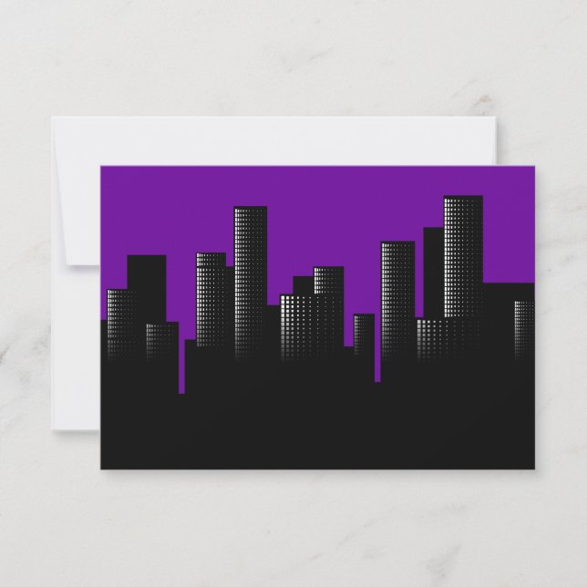 purple cityscape invitation (Front)