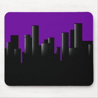 purple cityscape mouse pad