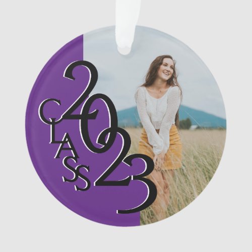 Purple Class 2023 Graduation Photo Ornament