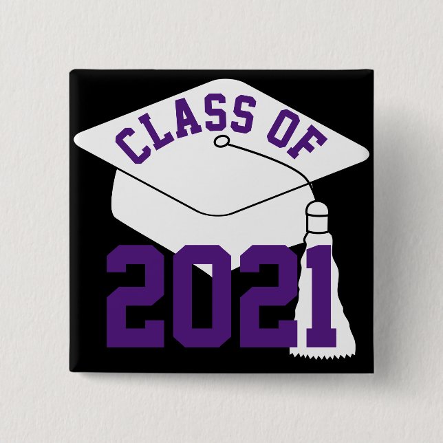 Purple Class of 2024 Grad Cap Button (Front)