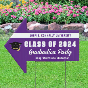 Purple Class of 2024 Graduation Party Arrow Yard Sign