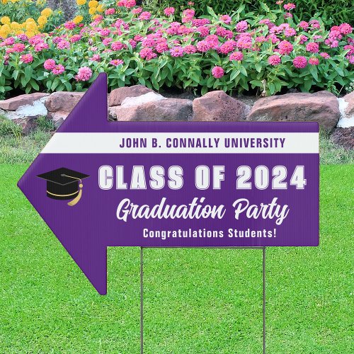 Purple Class of 2024 Graduation Party Arrow Yard Sign