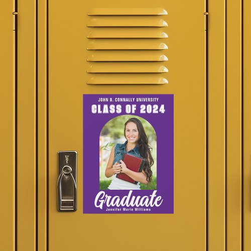 Purple Class of 2024 Graduation Photo Magnet Card