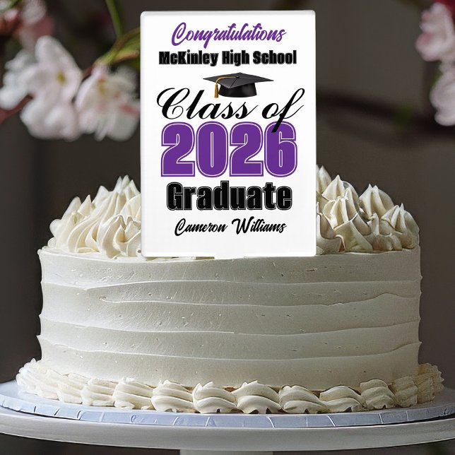 Purple Class of 2026 Custom Graduation Party Cake Topper (Creator Uploaded)