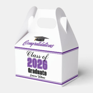 Purple Class of 2026 Custom Graduation Party Favor Boxes