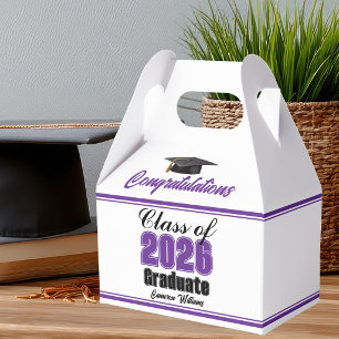 Purple Class of 2026 Custom Graduation Party Favor Boxes