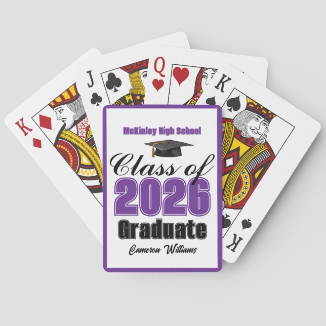 Purple Class of 2026 Custom Graduation Party Poker Cards (Back)